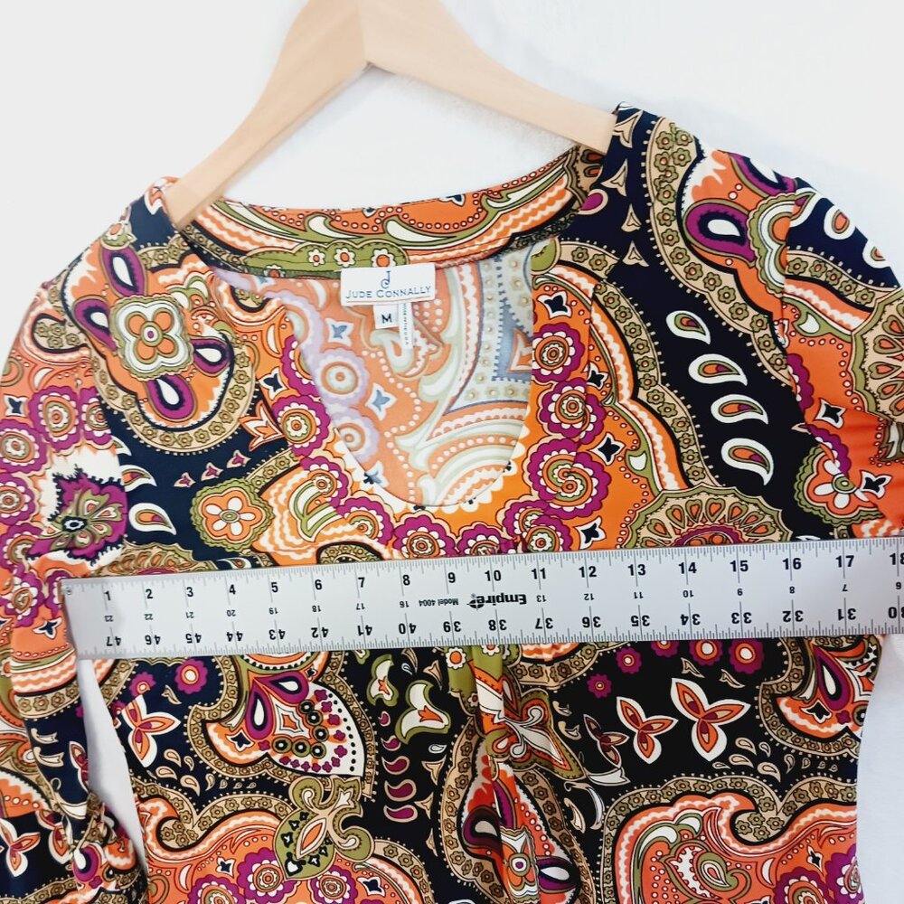 Jude Connally, Nancy's Print Dress, Size Medium, Black/Orange/Multi, Scoop Neck - Picture 6 of 10